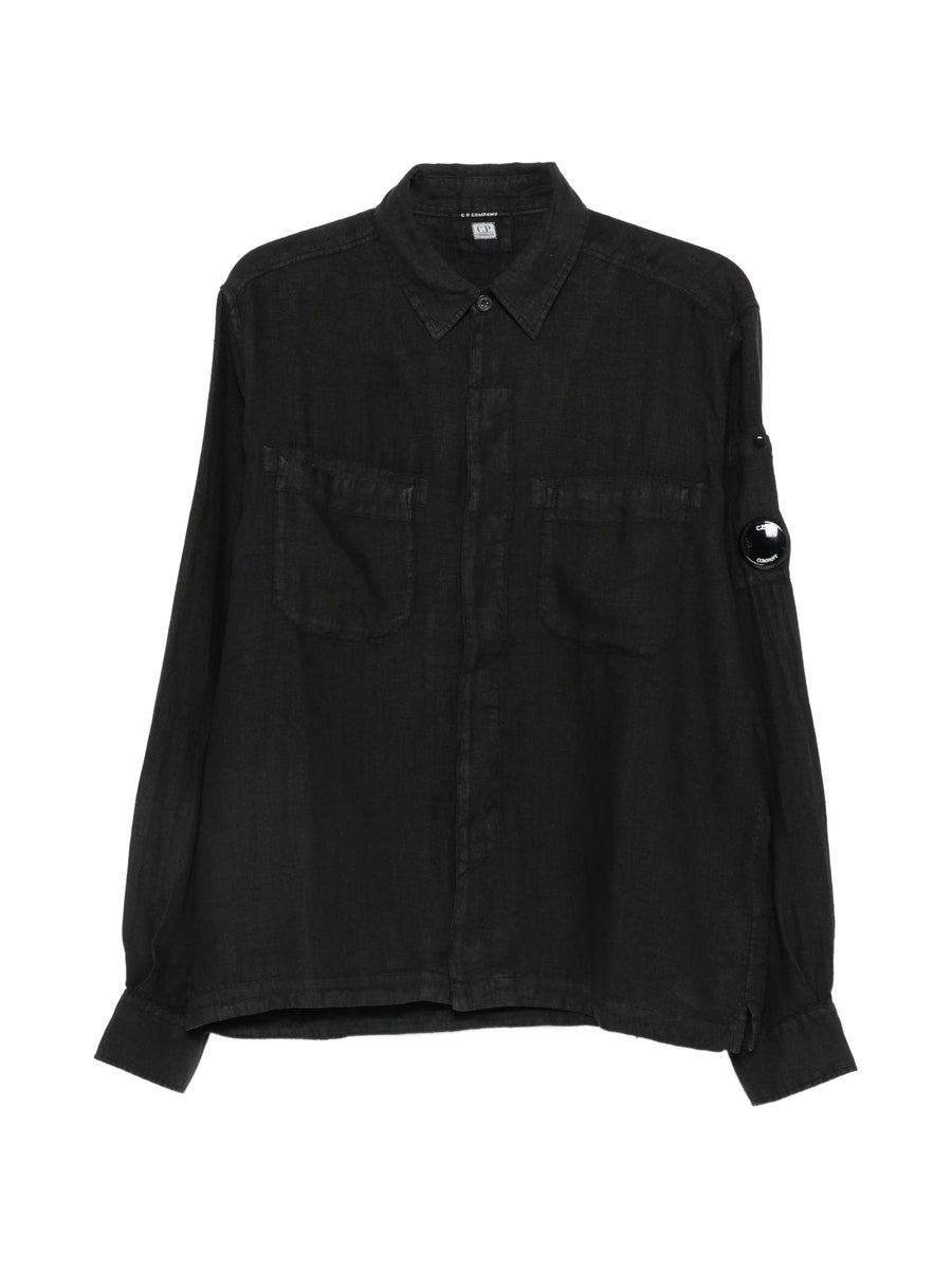 Cp Company Linen Long Sleeve Button Lens Shirt