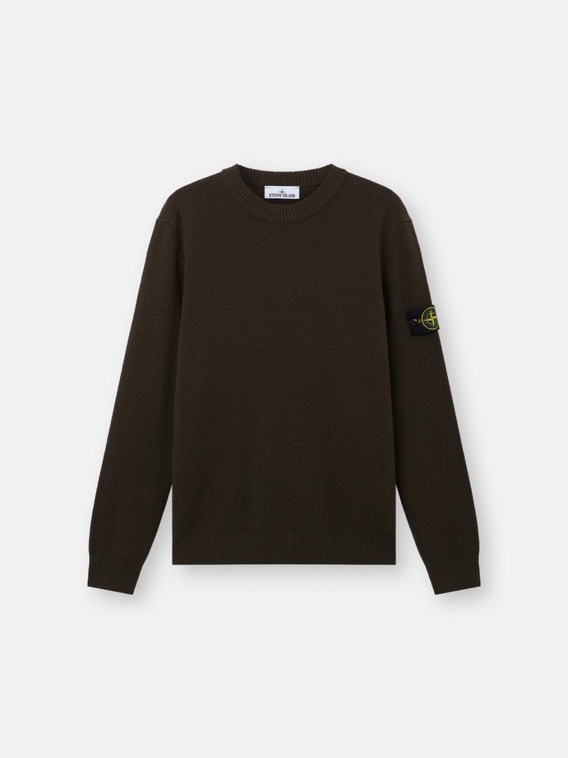 Stone Island Textured Stitch Pure Rws Wool Crewneck Sweater