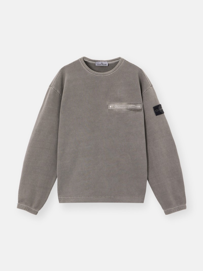 Stone Island Mineral Dyed Organic Cotton Fleece Crewneck Sweatshirt