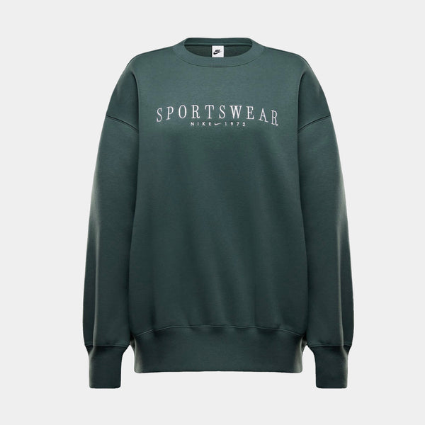 NIKE NSW Phoenix Fleece Oversized Womens Crewneck (Dark Green/White)