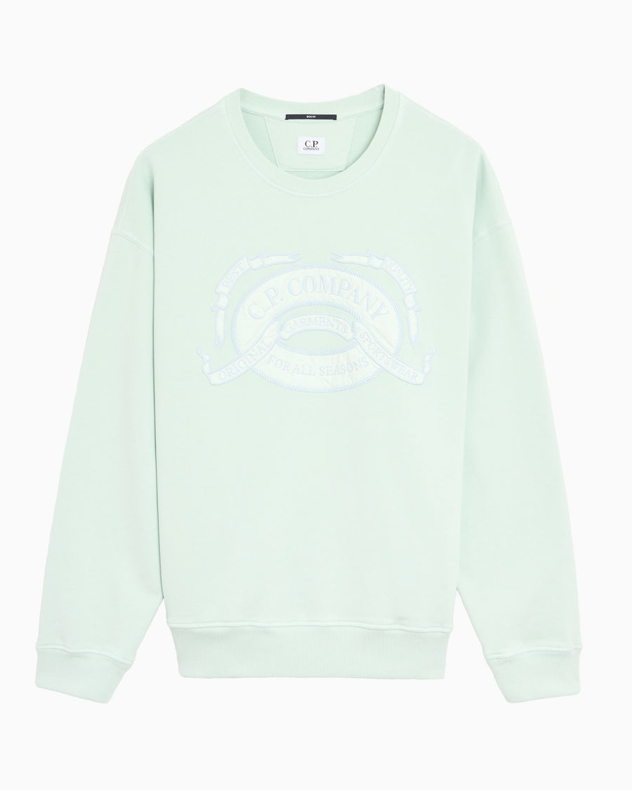 CP Company Diagonal Fleece Boxy Logo Crewneck Sweatshirt