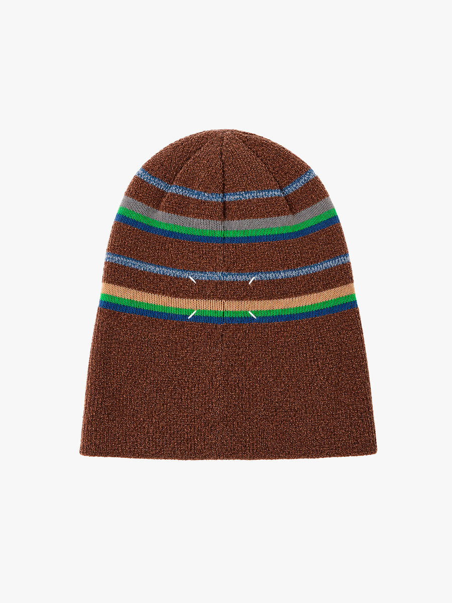 Maison Margiela Beanie In Blue, Grey, Brown, Green, Mustard And Powder